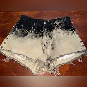 Vintage 550 Levi's Tie Dye Studded Cut Off Denim Shorts Orange Tab Women’s 30”